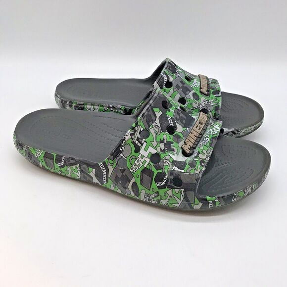 Crocs x Minecraft Iconic Comfort Sandals Men's 5 Women's 7 Gray Classic Slides - Picture 3 of 11
